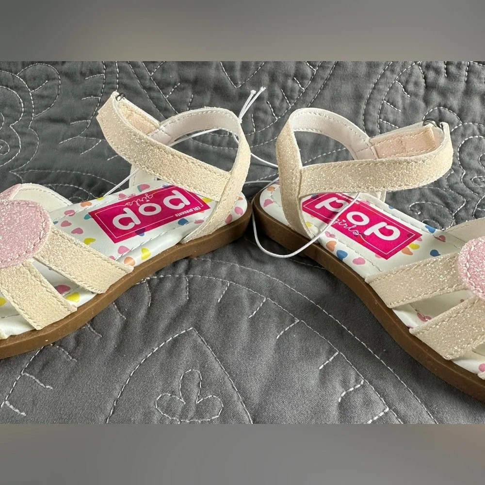 POP Toddler Girls Lil Yoselin White Pink Flat Sandals NWT Toddler Girls 5